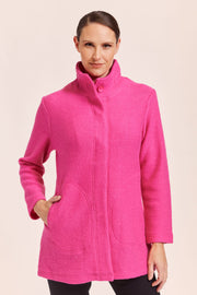 SEE SAW - Pink Boiled Wool Funnel Neck Coat - SW961