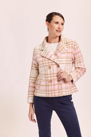 SEE SAW - Pink/Camel Brushed Wool Blend 2 Pocket Jacket - SW977