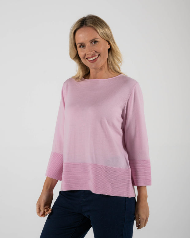 SEE SAW - Pink Blush 7/8 Sleeve Rib Sweater - SW989