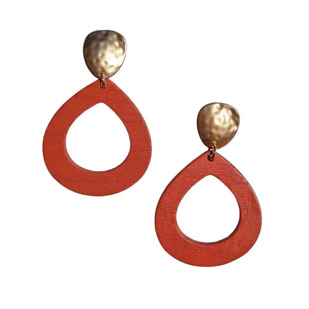 ZODA - Stacey Teardrop Wood Earring Rust - 91739RUST