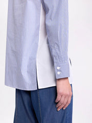 MARCO POLO - Sea Blue Long Sleeve Spliced Stripe Shirt