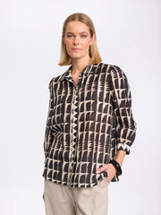 MARCO POLO - Black Ikat 3/4 Sleeve Shirt