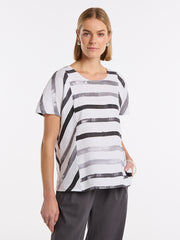 MARCO POLO - Short Sleeve Brushed Stripe Top - YTMS54683