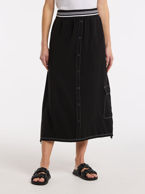 MARCO POLO - Black Pleated Mono Skirt - YTMS55038