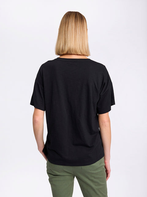 MARCO POLO - Black Short Sleeve Spliced Tee - YTMS57461