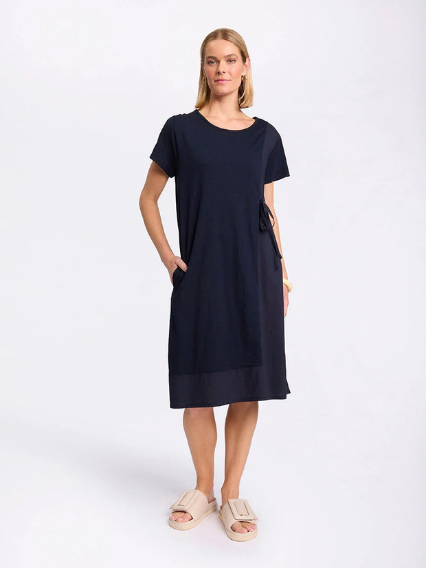 MARCO POLO - Navy Short Sleeve Spliced Dress