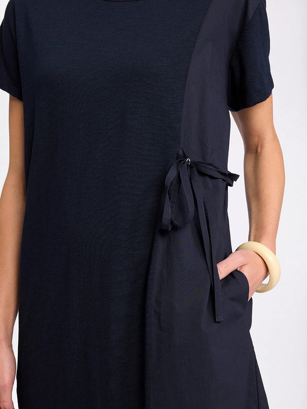 MARCO POLO - Navy Short Sleeve Spliced Dress