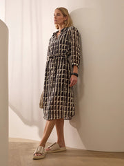 MARCO POLO - Black Ikat Shirt Dress