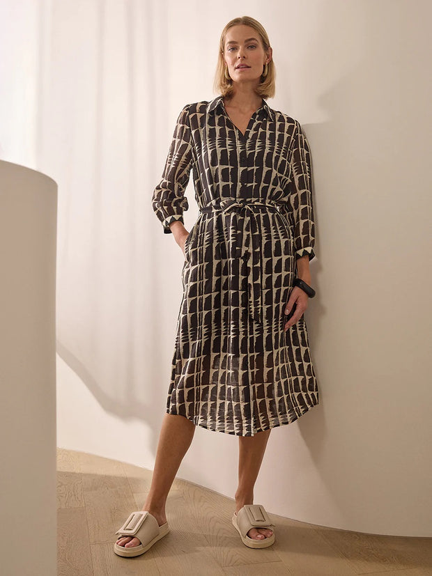 MARCO POLO - Black Ikat Shirt Dress