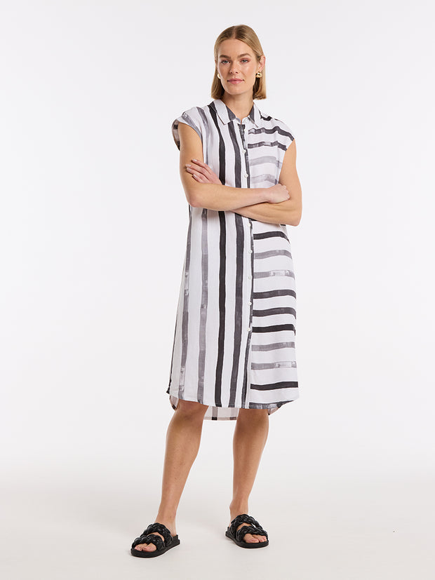 MARCO POLO - Sleeveless Brushed Stripe Dress - YTMS59329