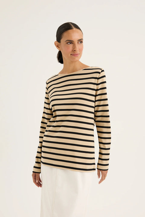 YARRA TRAIL - Camel/Black Boardwalk Tee - YTWN3039