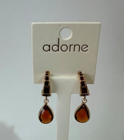 ADORNE - Chocolate/Gold Glass Teardrop Event Earrings - AED4151CHOCGOLD