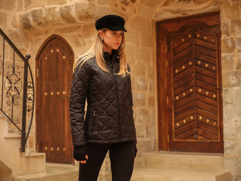 DOLCEZZA - Studded Black Quilted Woven Jacket - 74816