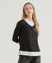 DOLCEZZA - Knit Pullover with Shirt Insert - 74122