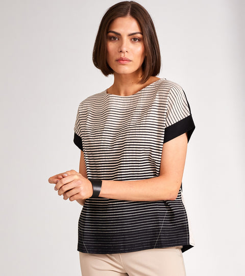 PERUZZI - Black/Sand Graded Stripe Top - S24160