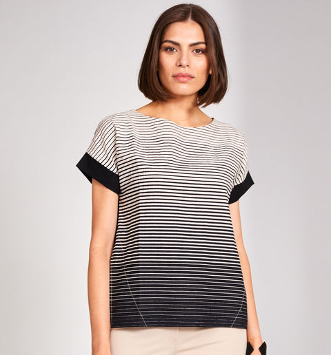 PERUZZI - Black/Sand Graded Stripe Top - S24160