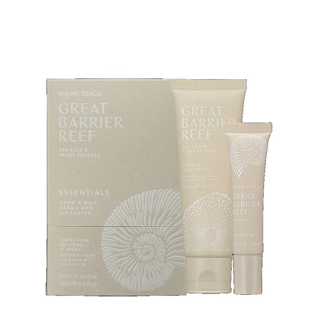 MAINE BEACH - Great Barrier Reef Sea Salt Essential Boxed Set - 15ml Lip Lustre & 50ml Hand & Nail Creme