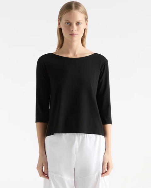 MELA PURDIE - Black Relaxed Boat Neck - F01 2630