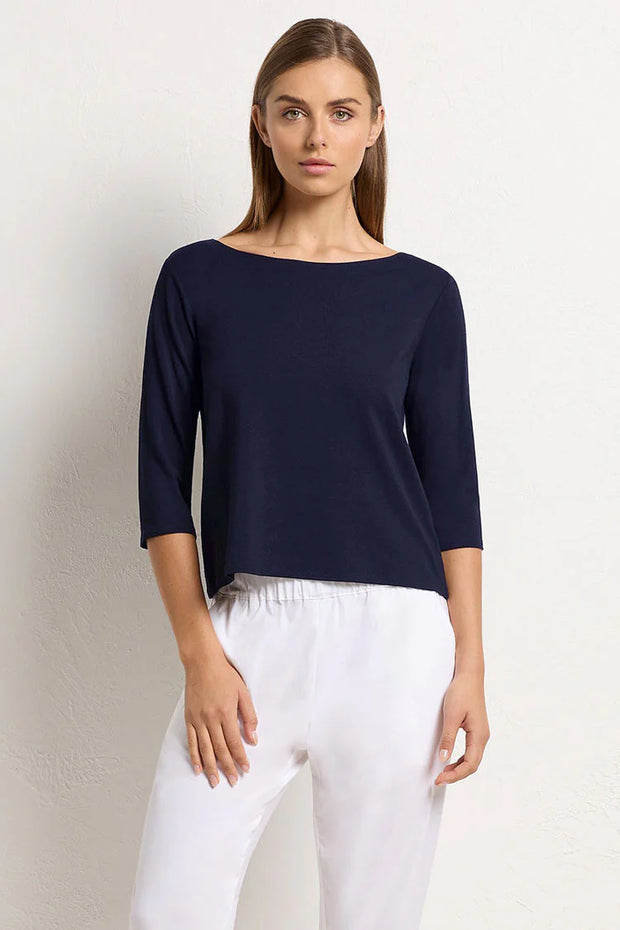 MELA PURDIE - French Navy Relaxed Boat Neck - F01 2630