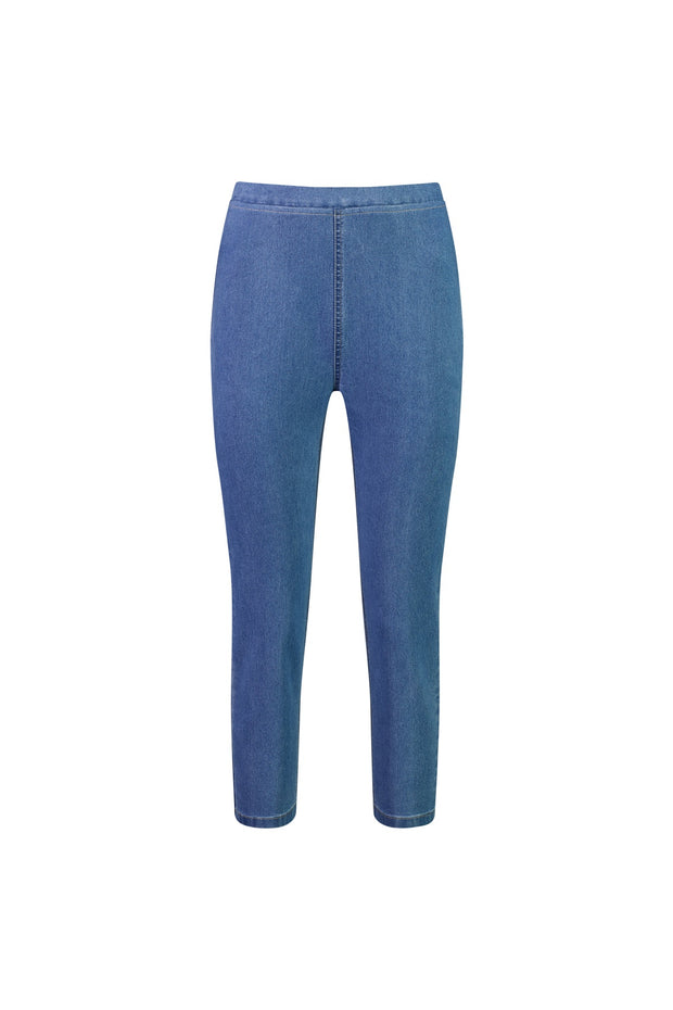 VASSALLI - Light Denim Skinny Leg 7/8 Length Contrast Stitch Denim Pull On - 271CS