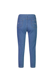 VASSALLI - Light Denim Skinny Leg 7/8 Length Contrast Stitch Denim Pull On - 271CS