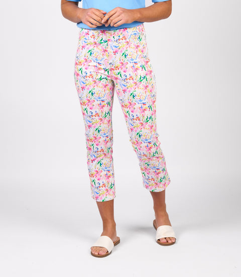VASSALLI - Porto Printed Slim Leg 7/8 Lightweight Pull On - 274LW