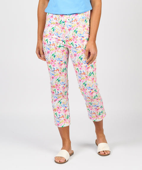 VASSALLI - Porto Printed Slim Leg 7/8 Lightweight Pull On - 274LW