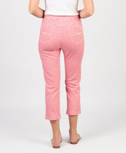 VASSALLI - Red Gingham Printed Slim Leg 7/8 Lightweight Pull On - 274LW