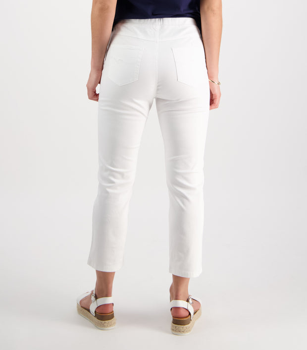 VASSALLI - White Slim Leg 7/8 Lightweight Pull On - 274LW