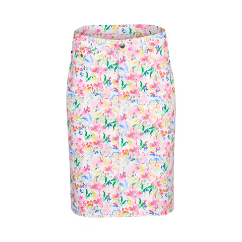 VASSALLI - Porto Printed Lightweight Skirt with Centre Back Vent - 372AV