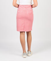 VASSALLI - Red Gingham Printed Lightweight Skirt with Centre Back Vent - 372AV