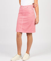 VASSALLI - Red Gingham Printed Lightweight Skirt with Centre Back Vent - 372AV