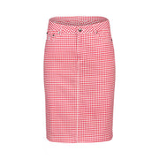 VASSALLI - Red Gingham Printed Lightweight Skirt with Centre Back Vent - 372AV