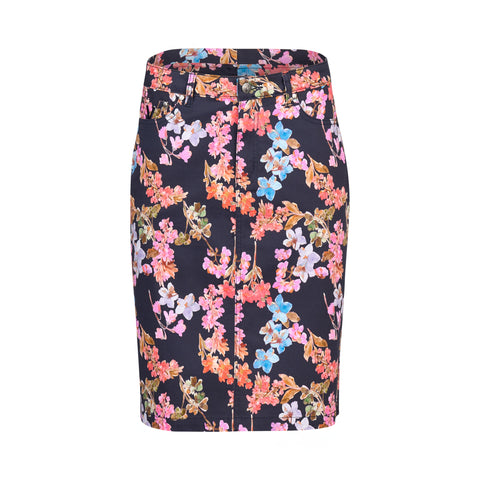 VASSALLI - Willa Printed Lightweight Skirt with Centre Back Vent - 372AV