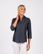 VASSALLI - Ink Plain Button Up Shirt with Rib Panels - 4032