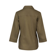 VASSALLI - Olive Plain Button Up Shirt with Rib Panels - 4032