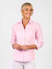 VASSALLI - Soft Pink Plain Button Up Shirt with Rib Panels - 4032