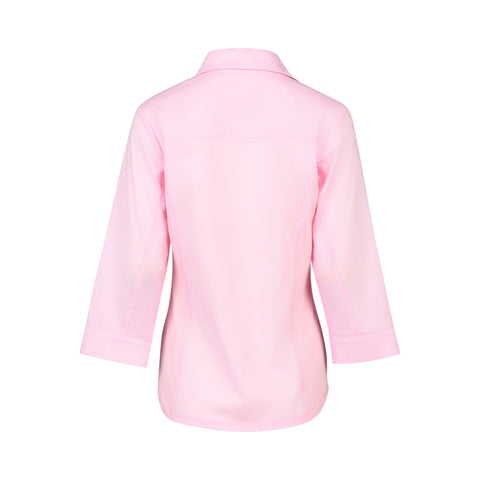 VASSALLI - Soft Pink Plain Button Up Shirt with Rib Panels - 4032