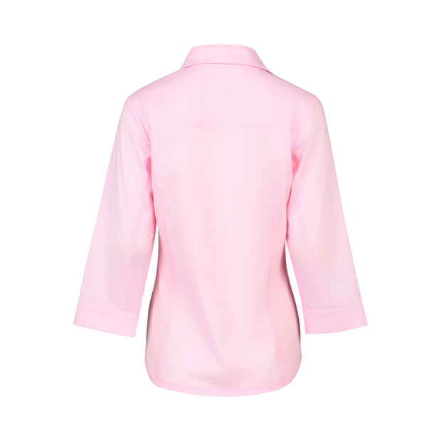 VASSALLI - Soft Pink Plain Button Up Shirt with Rib Panels - 4032