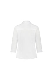 VASSALLI - White Plain Button Up Shirt with Rib Panels - 4032