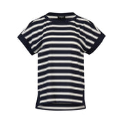 VASSALLI - Ink Stripe Drop Sleeve Top with Stepped Hem - 4363S
