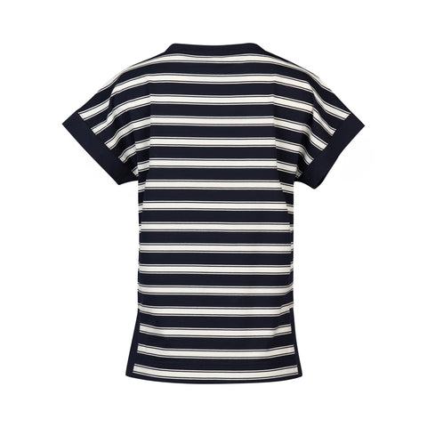 VASSALLI - Ink Stripe Drop Sleeve Top with Stepped Hem - 4363S
