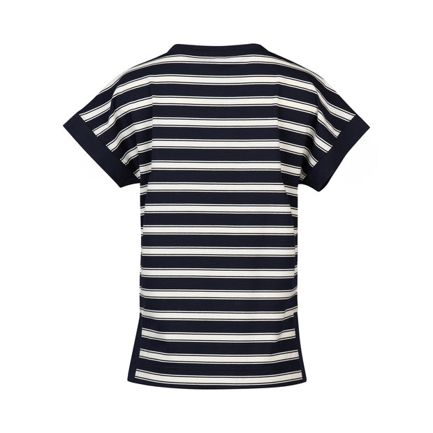 VASSALLI - Ink Stripe Drop Sleeve Top with Stepped Hem - 4363S