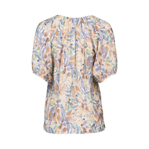 VASSALLI - Amalfi Printed V Neck Top with Floaty Sleeve - 4454P