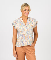 VASSALLI - Amalfi Printed Drop Shoulder Top with Shirring Detail - 4486P