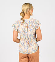 VASSALLI - Amalfi Printed Drop Shoulder Top with Shirring Detail - 4486P