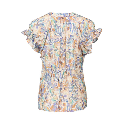 VASSALLI - Amalfi Printed Drop Shoulder Top with Shirring Detail - 4486P