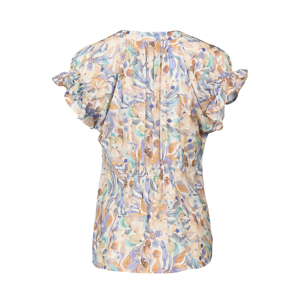 VASSALLI - Amalfi Printed Drop Shoulder Top with Shirring Detail - 4486P