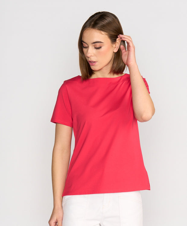 VASSALLI - Cherry Boat Neck Top - 4489