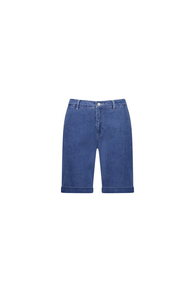 VASSALLI - Blue Hue Denim Slim Leg Above Knee Short - 5775A